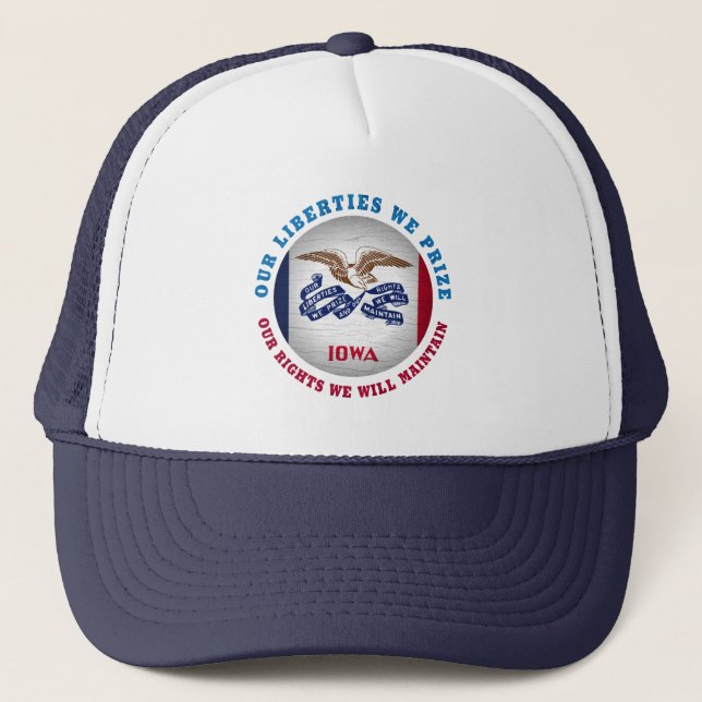 GORRA DE CAMIONERO BANDERA ESTATAL IOWA HAWKEYE (Anverso)