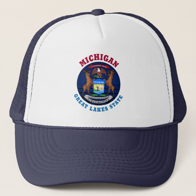 GORRA DE CAMIONERO BANDERA ESTATAL MICHIGAN GREAT LAKES (Anverso)