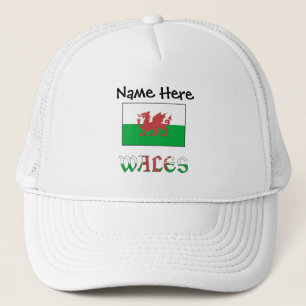 Gorra De Camionero Bandera galesa de Gales Personalización negra