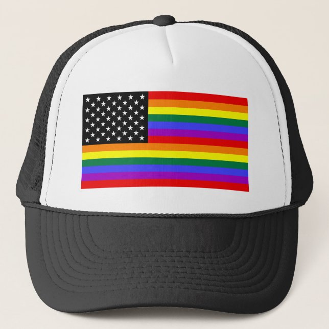Gorra De Camionero Bandera gay del orgullo de América (Anverso)