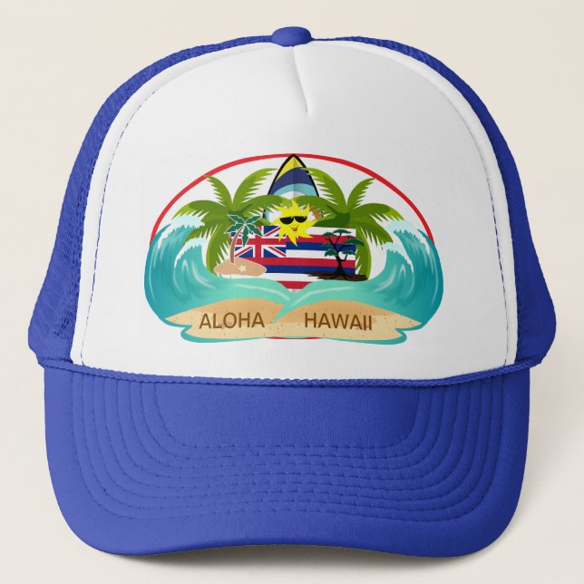 Gorra De Camionero Bandera hawaiana de Aloha Hawaii (Anverso)