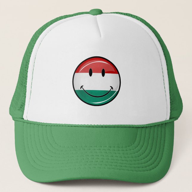 Gorra De Camionero Bandera húngara sonriente (Anverso)