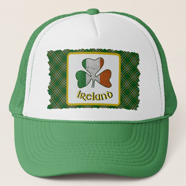 Gorra De Camionero Bandera irlandesa Shamrock Irish National Tartán (Anverso)