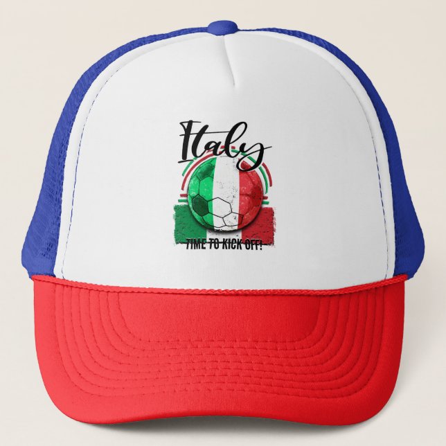 Gorra De Camionero Bandera italiana del fútbol, bandera italiana vint (Anverso)