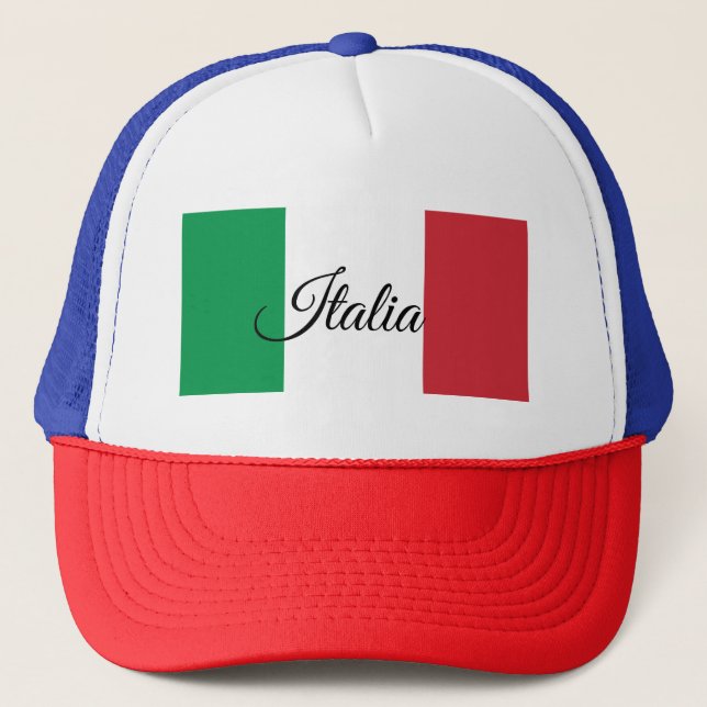 Gorra De Camionero Bandera italiana e Italia - ventilador de la moda, (Anverso)