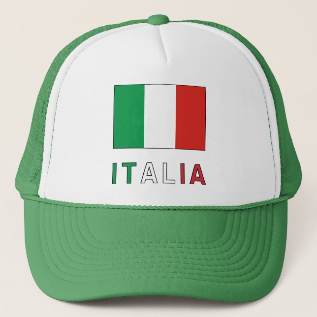 Gorra De Camionero Bandera italiana y palabra (Anverso)