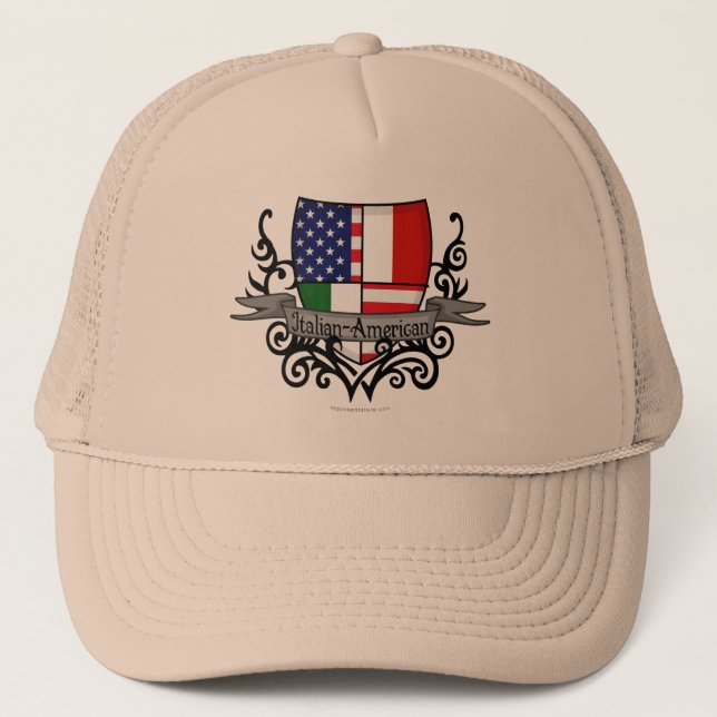 Gorra De Camionero Bandera Italiano-Americana del escudo (Anverso)
