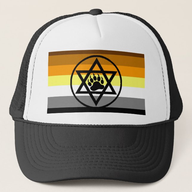 Gorra De Camionero Bandera judía del orgullo del oso (Anverso)
