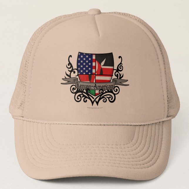 Gorra De Camionero Bandera Kenyan-Americana del escudo (Anverso)