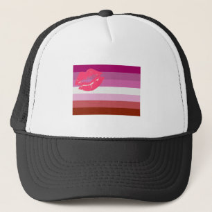 Gorra De Camionero Bandera lesbiana del orgullo del lápiz labial
