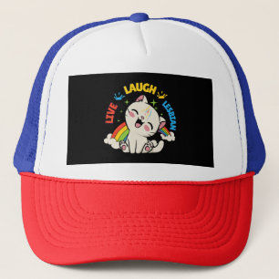 Gorra De Camionero Bandera lesbiana en vivo Orgullo de Gato Arcoiris 