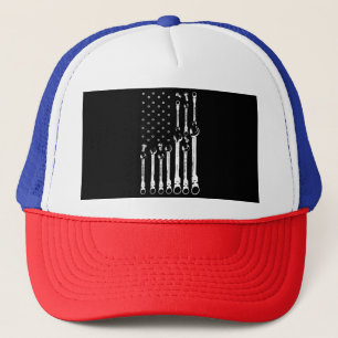Gorra De Camionero Bandera Mecánica Mecánica Americana Bandera Patrió