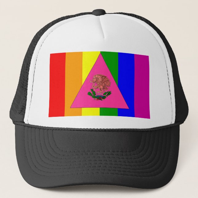 Gorra De Camionero Bandera mexicana del orgullo gay (Anverso)