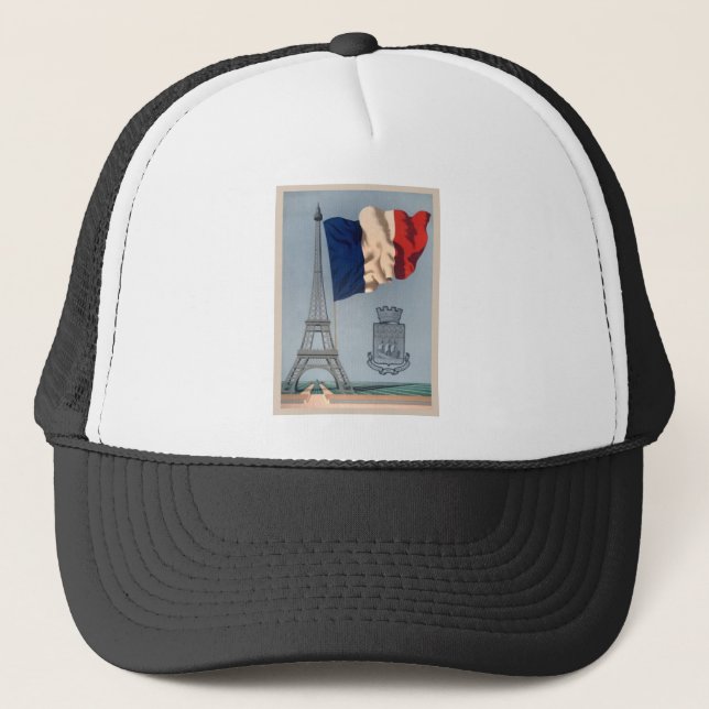 Gorra De Camionero Bandera nacional francesa y Torre Eiffel (Anverso)