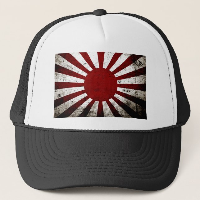 Gorra De Camionero Bandera negra del sol naciente de Japón del Grunge (Anverso)