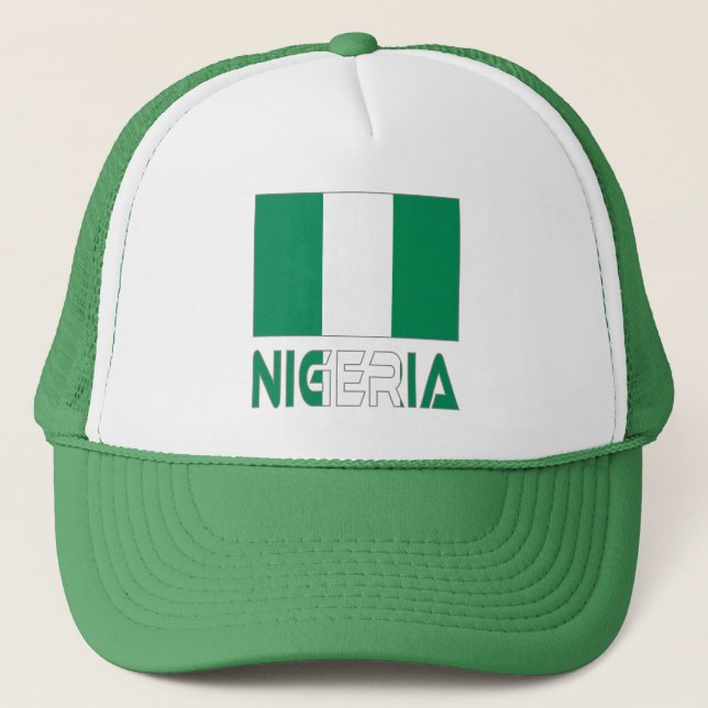 Gorra De Camionero Bandera nigeriana y Nigeria (Anverso)