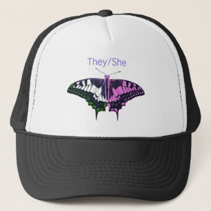 Gorra De Camionero Bandera No Binaria Mariposa Trasera
