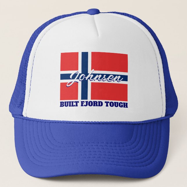 Gorra De Camionero Bandera noruega y fiordo construido (Anverso)