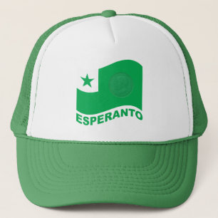 Gorra De Camionero Bandera ondulada del esperanto+texto y zamenhof,