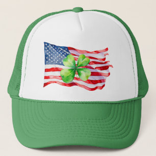 Gorra De Camionero Bandera orgullosa irlandesa americana Trébol de 4