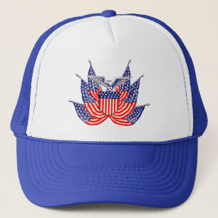 Gorra De Camionero Bandera Patriótica Americana Vintage, Cuatro de Ju