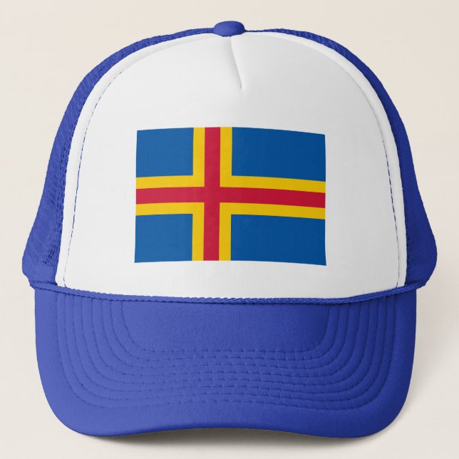 Gorra De Camionero Bandera patriótica de las Islas Åland (Anverso)