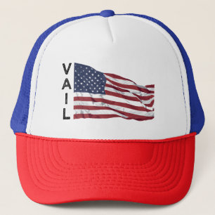 Gorra De Camionero Bandera Patriótica Estadounidense de Montaña Vail