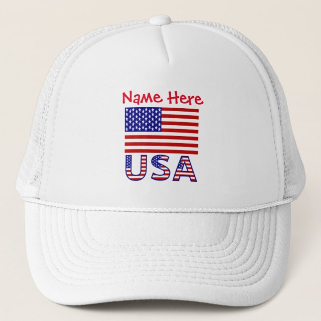 Gorra De Camionero Bandera personalizada de EE. UU.  (Anverso)