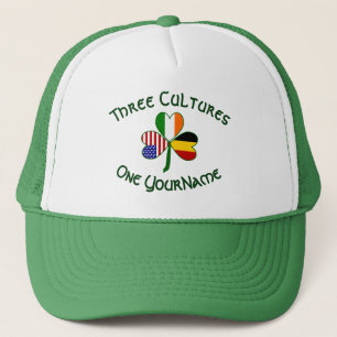 Gorra De Camionero Bandera personalizada de trébol de Bélgica Irlanda