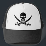 Gorra De Camionero Bandera Pirata Calavera Espadas Cruzadas<br><div class="desc">Bandera pirata calavera y espadas cruzadas Jolly Roger. La bandera está asociada con John Rackham,  comúnmente conocido como Calico Jack.</div>