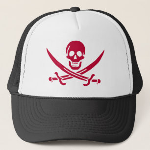 Gorra De Camionero Bandera pirata de Crimson Skull & Swords Jack en C