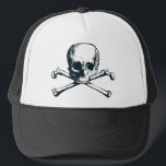 Gorra De Camionero bandera pirata del cráneo<br><div class="desc">bandera pirata,  muerte,  emo,  gótico,  gótico,  medieval,  pirata,  esqueleto,  cráneo,  hueso,  huesos</div>