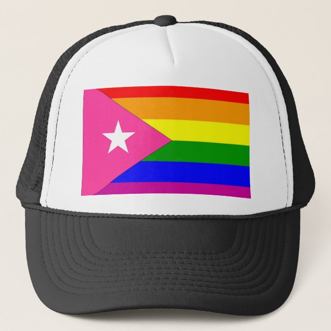 Gorra De Camionero Bandera puertorriqueña del orgullo gay (Anverso)