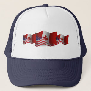 Gorra De Camionero Bandera que agita Canadiense-Americana
