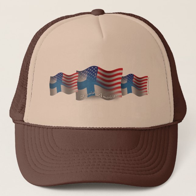 Gorra De Camionero Bandera que agita Finlandés-Americana (Anverso)
