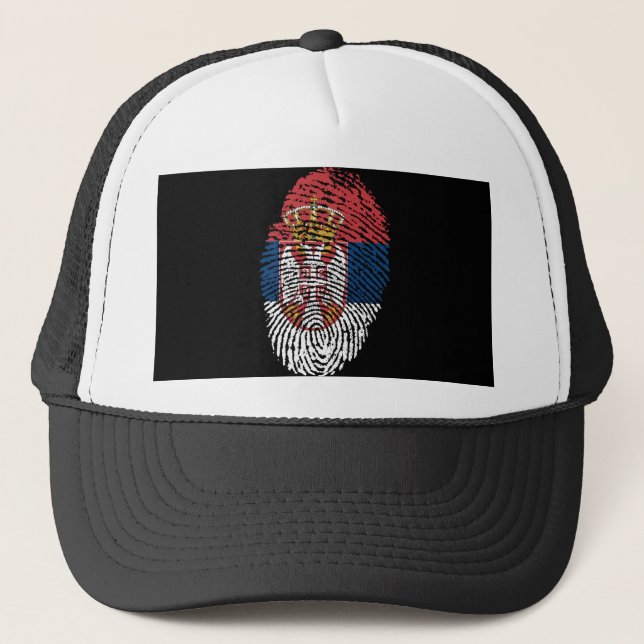 Gorra De Camionero Bandera servia de la huella dactilar del tacto (Anverso)