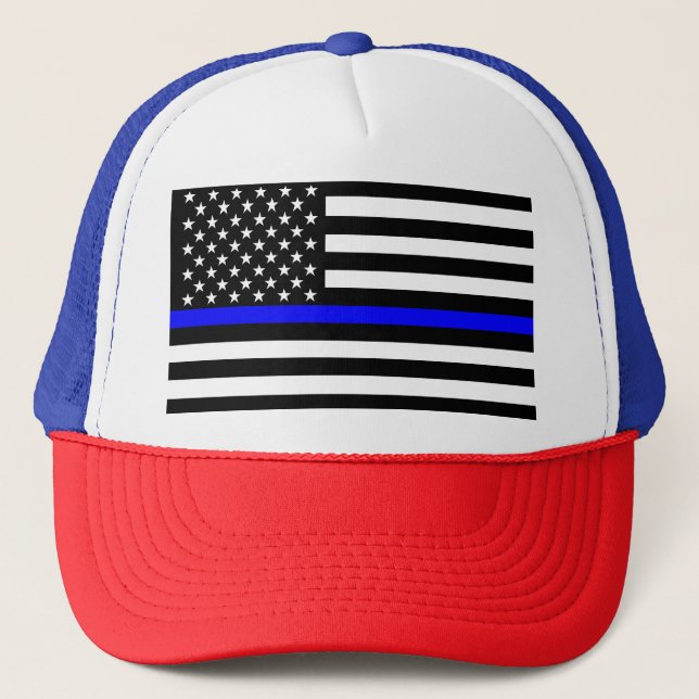 Gorra De Camionero Bandera simbólica delgada de la línea azul (Anverso)