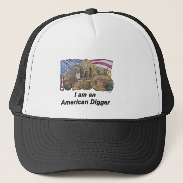 Gorra De Camionero Bandera soy cavador americano (Anverso)