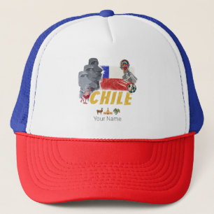 Gorra De Camionero Bandera Vintage de Isla de Pascua y Alpaca de Chil