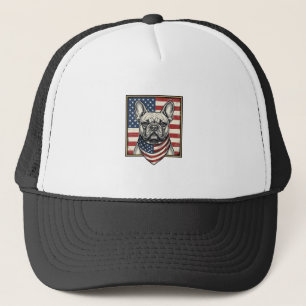 Gorra De Camionero Bandera vintage patriótica de Bulldog Francés