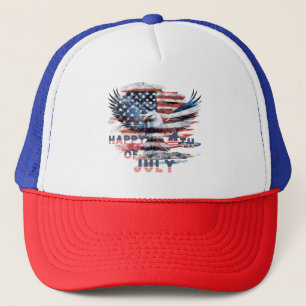 Gorra De Camionero Bandera y águila de los Estados Unidos.4 de julio.
