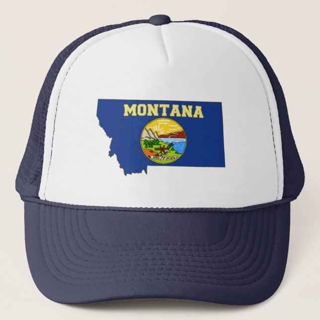 Gorra De Camionero Bandera y mapa del estado de Montana (Anverso)