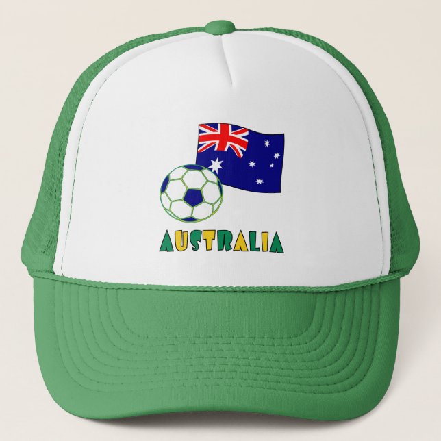Gorra De Camionero Bandera y pelota de fútbol australiana (Anverso)