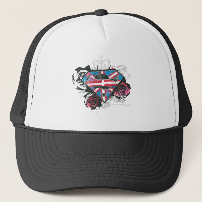 Gorra De Camionero Bandera y Rosas británicos superchica (Anverso)