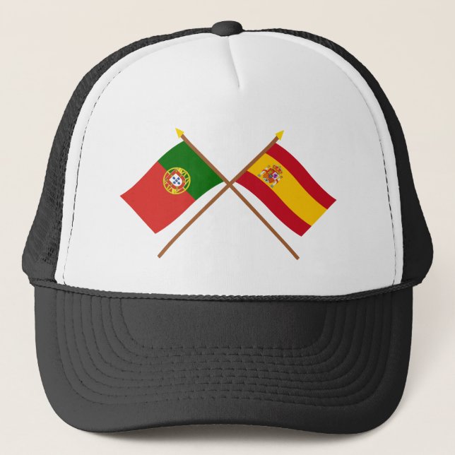 Gorra De Camionero Banderas cruzadas de Portugal y de España (Anverso)