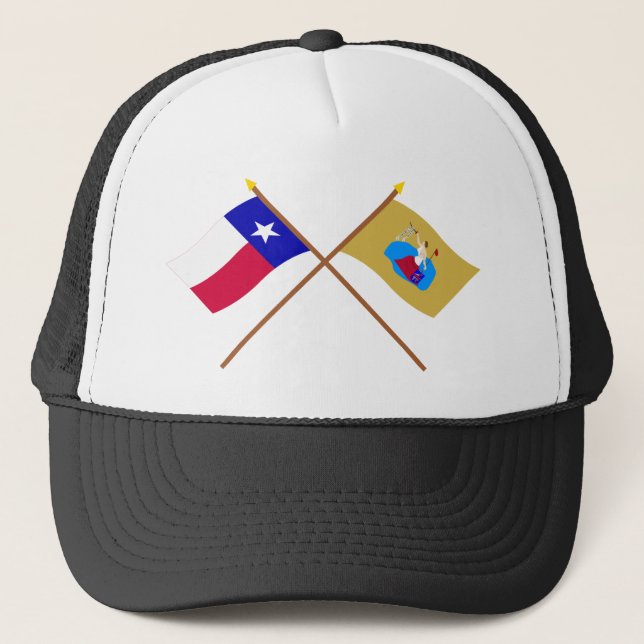 Gorra De Camionero Banderas cruzadas de Tejas y de San Jacinto (Anverso)