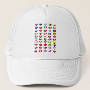 Gorra De Camionero Banderas de los países en forma de corazón