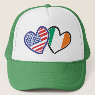 Gorra De Camionero Banderas del corazón de Irlanda de Estados Unidos