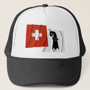 Gorra De Camionero Banderas que agitan de Suiza y de Basilea-Stadt