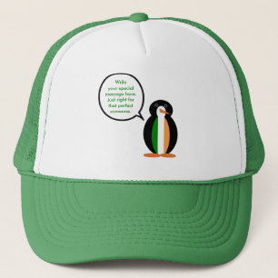 Gorra De Camionero Banderra irlandesa hablando Sra. Pingüino